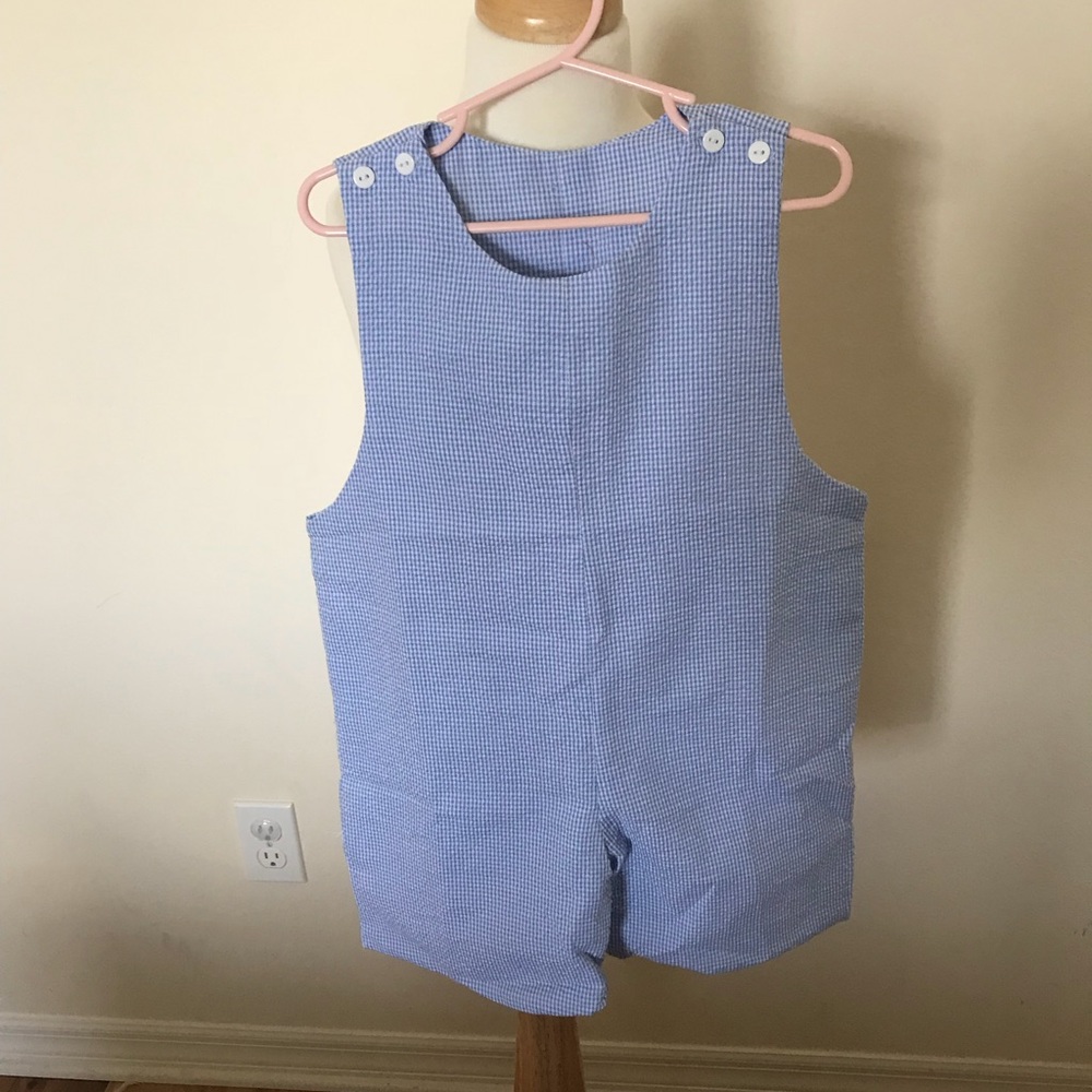 Blue and white checked Boys Shortall